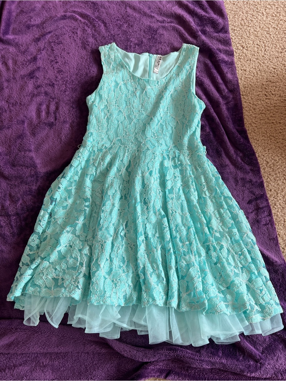 Beautees Mint Lace Fit-and-Flare Girls Formal Dress